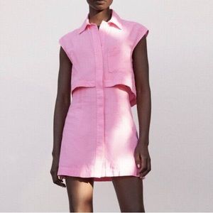 Zara Two-Piece Linen Blend Pink Dress